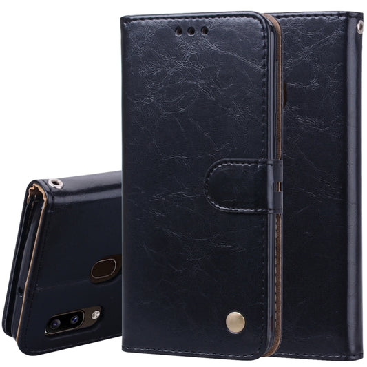 Business Style Oil Wax Texture Horizontal Flip Leather Case for Galaxy A20e, with Holder & Card Slots & Wallet