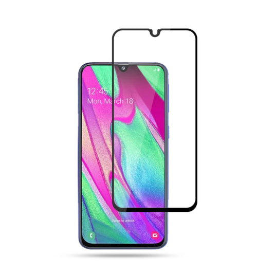 mocolo 0.33mm 9H 2.5D Full Glue Silk Print Tempered Glass Film for Galaxy A40, Support Fingerprint Unlock(Black)