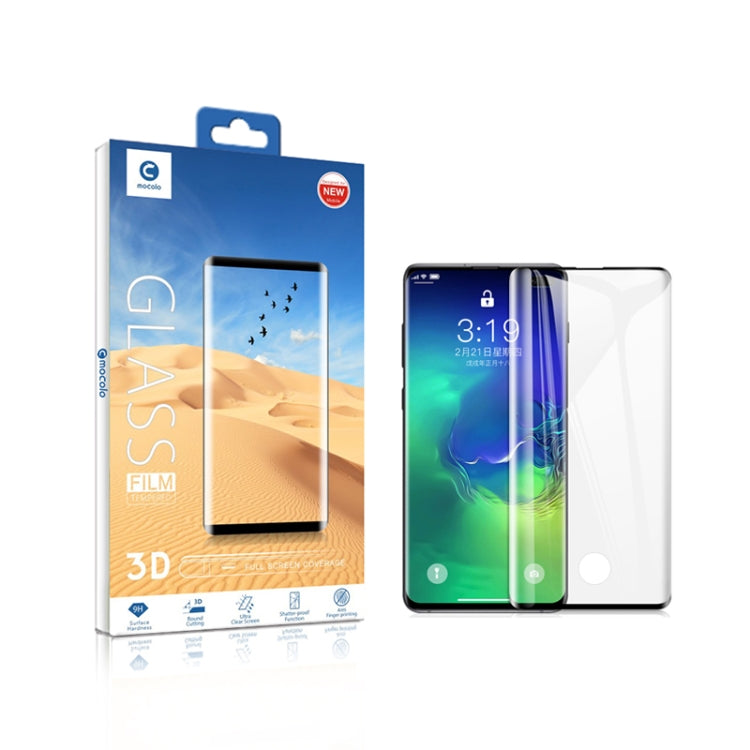 mocolo 0.33mm 9H 3D Round Edge Tempered Glass Film for Galaxy S10+, Fingerprint Unlock Supported (Black)
