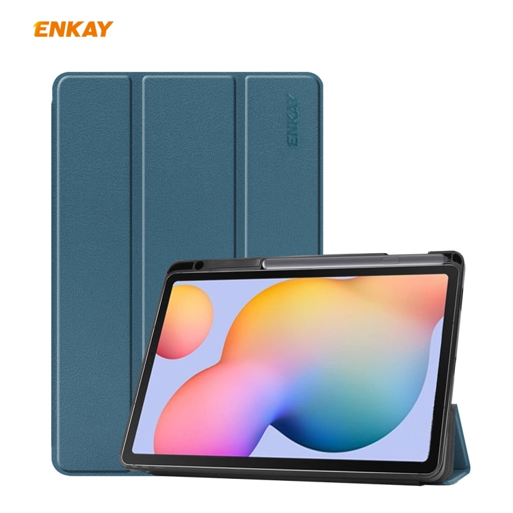 For Samsung Galaxy Tab S6 Lite P610 / P615 ENKAY ENK-8003 PU Leather + TPU Smart Case with Pen Slot