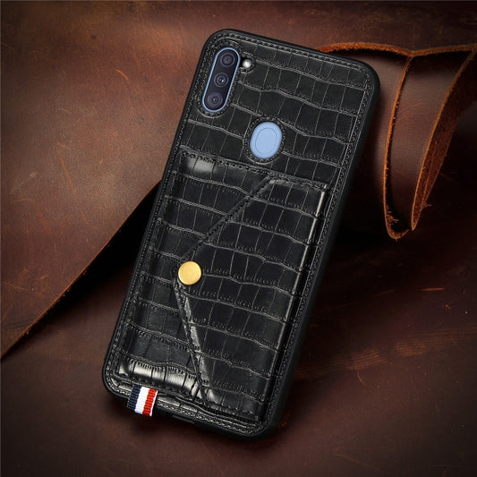 For Samsung Galaxy A11 Crocodile Pattern Envelope Card Package Phone Case With Magnet And Bracket Function