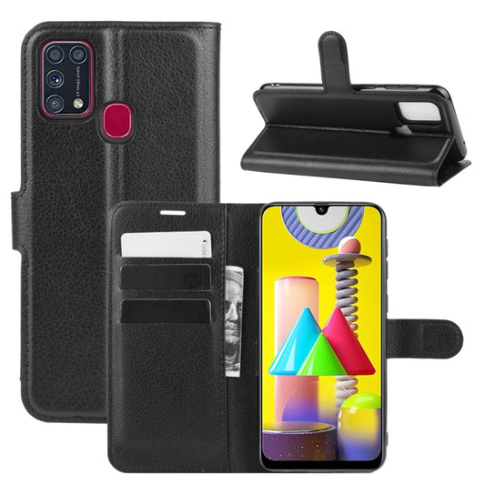 For Samsung Galaxy M31 Litchi Texture Horizontal Flip Protective Case with Holder & Card Slots & Wallet