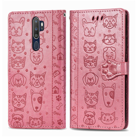 Cute Cat and Dog Embossed Horizontal Flip Leather Case with Holder & Card Slots & Wallet & Cartoon Clasp & Lanyard