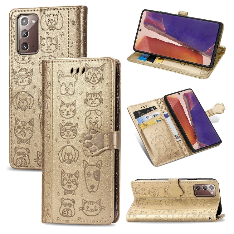 Cute Cat and Dog Embossed Horizontal Flip Leather Case with Bracket / Card Slot / Wallet / Lanyard
