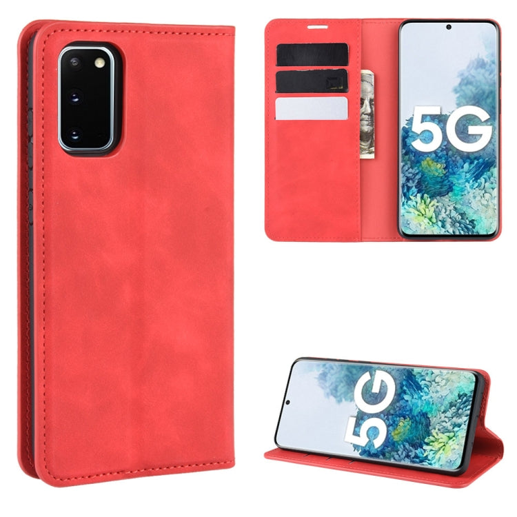 For Samsung Galaxy S20 FE 4G / 5G Retro-skin Business Magnetic Suction Leather Case with Holder & Card Slots & Wallet