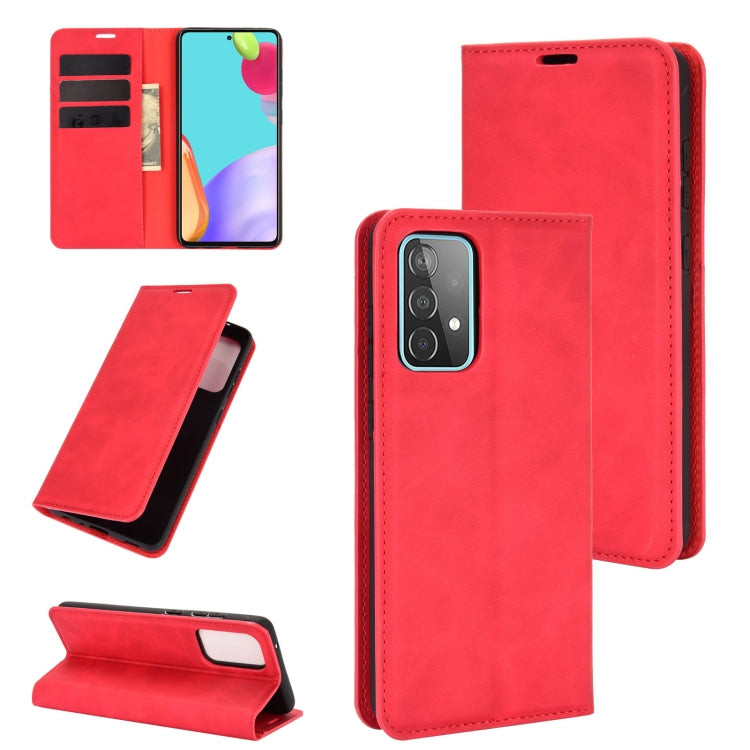 For Samsung Galaxy A52 5G Retro-skin Business Magnetic Suction Leather Case with Holder & Card Slots & Wallet
