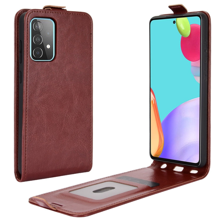 For Samsung Galaxy A52 5G R64 Texture Single Vertical Flip Leather Protective Case with Card Slots & Photo Frame
