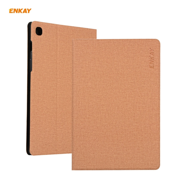 For Samsung Galaxy Tab A7 10.4 2020 T500 / T505 ENKAY Coarse Cloth Pattern PU Leather + TPU Smart Case with Holder & Sleep / Wake-up Function