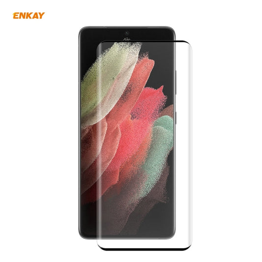 For Samsung Galaxy S21 Ultra ENKAY Hat-Prince 0.26mm 9H 3D Explosion-proof Full Screen Curved Heat Bending Tempered Glass Film
