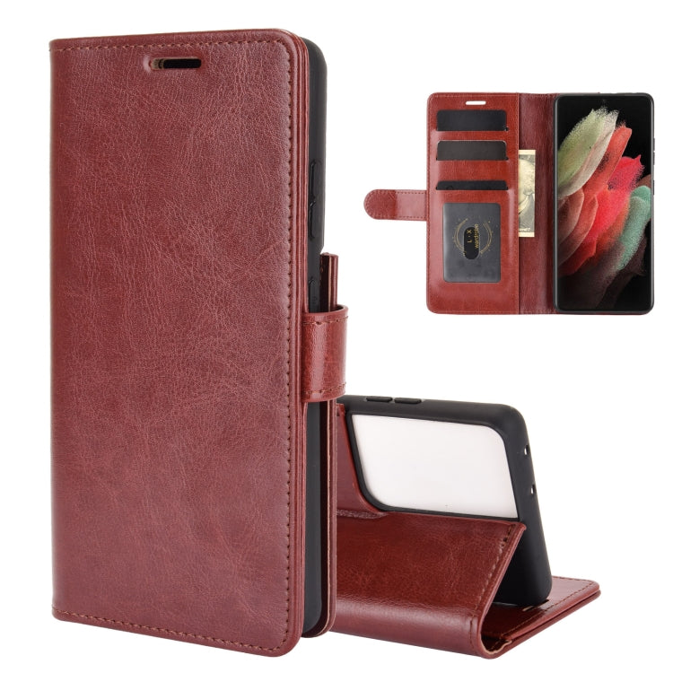 For Samsung Galaxy S21 Ultra R64 Texture Single Horizontal Flip Protective Case with Holder & Card Slots & Wallet& Photo Frame