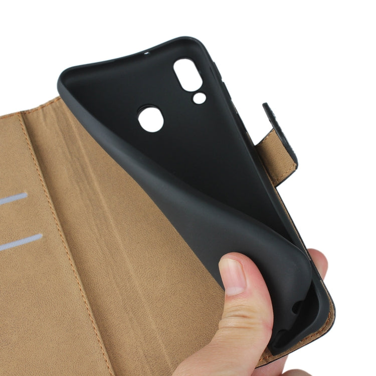 Leather Horizontal Flip Holster for Samsung Galaxy M20 with Magnetic Clasp and Bracket and Card Slot and Wallet