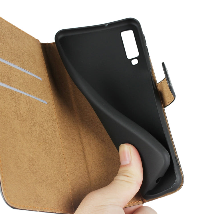 Leather Horizontal Flip Holster for Samsung Galaxy A7 2018/A750 with Magnetic Clasp and Bracket and Card Slot and Wallet