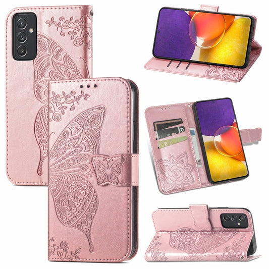 Butterfly Love Flower Embossed Horizontal Flip Leather Case with Bracket / Card Slot / Wallet / Lanyard