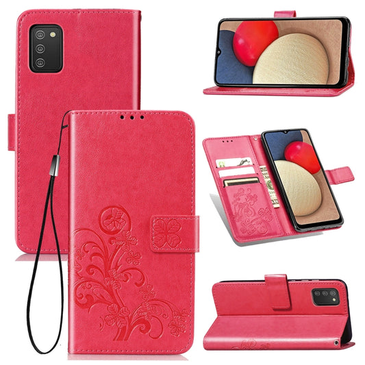 Four-leaf Clasp Embossed Buckle Mobile Phone Protection Leather Case with Lanyard & Card Slot & Wallet & Bracket Function