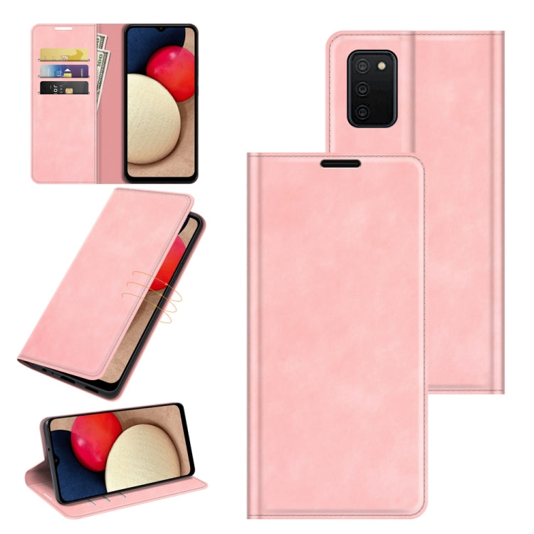 For Samsung Galaxy A03s Retro-skin Business Magnetic Suction Leather Case with Holder & Card Slots & Wallet