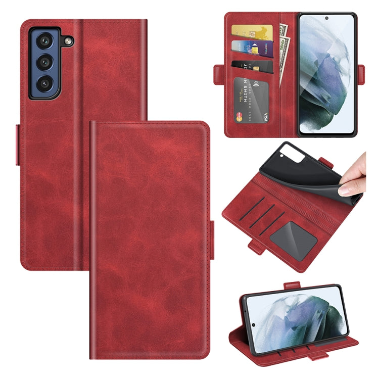 For Samsung Galaxy S21 FE Dual-side Magnetic Buckle Horizontal Flip Leather Case with Holder & Card Slots & Wallet