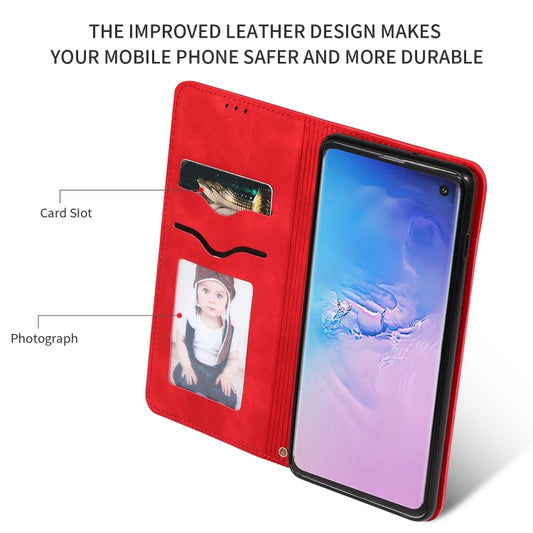 Retro Skin Feel Business Magnetic Horizontal Flip Leather Case for Samsung Galaxy S10三星