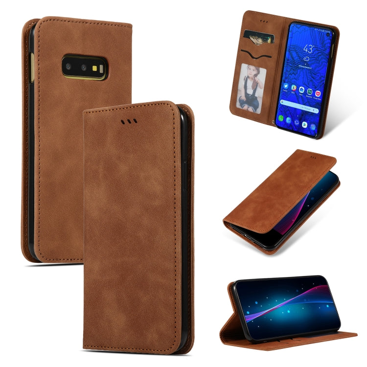 Retro Skin Feel Business Magnetic Horizontal Flip Leather Case for Samsung Galaxy S10 E