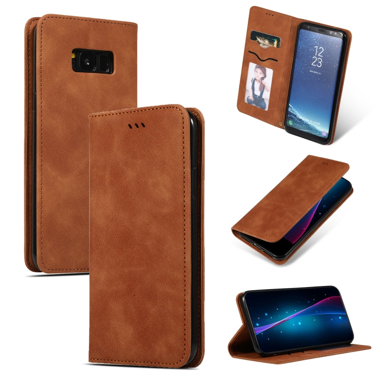 Retro Skin Feel Business Magnetic Horizontal Flip Leather Case for Samsung Galaxy S8 Plus