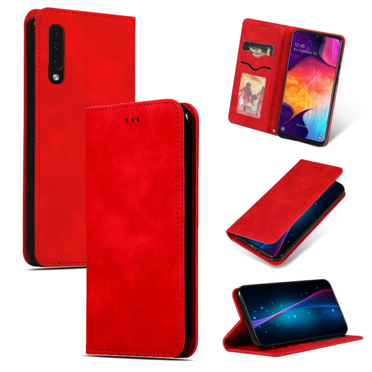 Retro Skin Feel Business Magnetic Horizontal Flip Leather Case for Samsung Galaxy A50三星