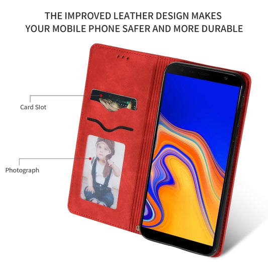 Retro Skin Feel Business Magnetic Horizontal Flip Leather Case for Samsung Galaxy J4 Plus 2018 & J4 Prime