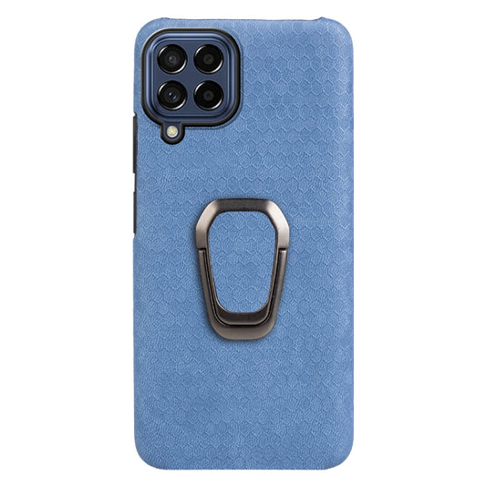 For Samsung Galaxy M53 Ring Holder Honeycomb PU Skin Phone Case