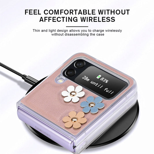 3D Flower PC Leather Folding Leather Phone Case