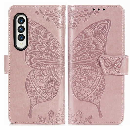 Butterfly Love Flower Embossed Horizontal Flip Leather Phone Case
