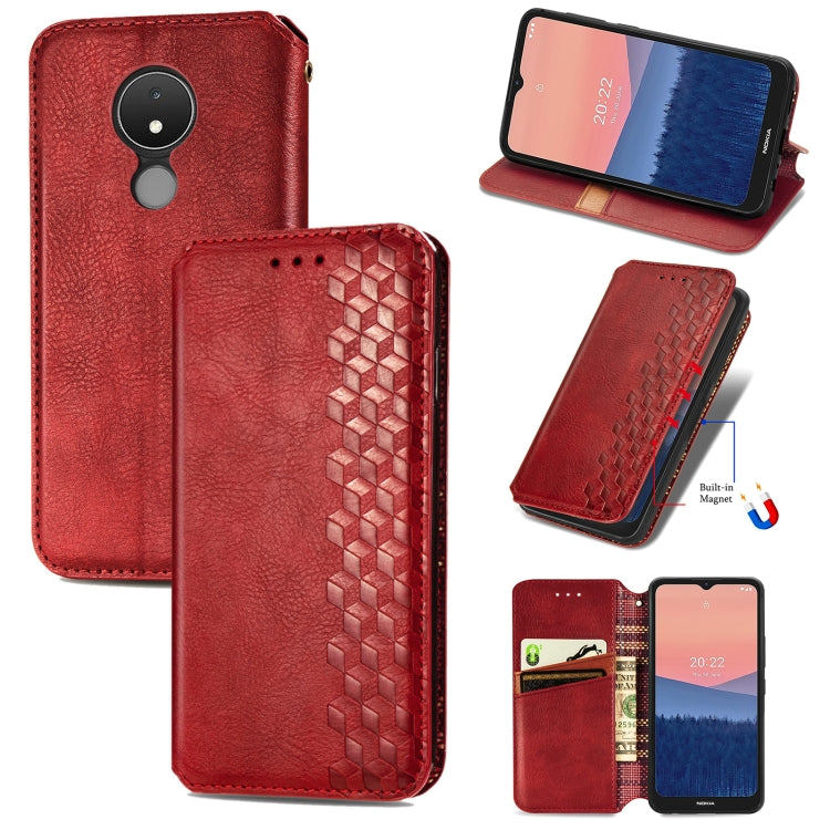 Cubic Grid Pressed Magnetic Leather Phone Case