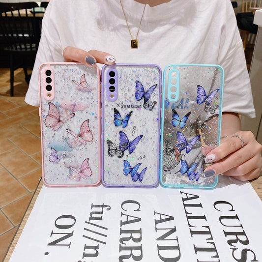 Color Butterfly Glitter Epoxy TPU Phone Case
