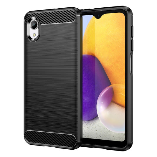 For Samsung Galaxy A22e Brushed Texture Carbon Fiber TPU Phone Case