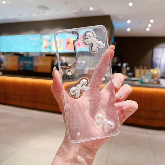 Pearl Bow Glitter Epoxy TPU Phone Case
