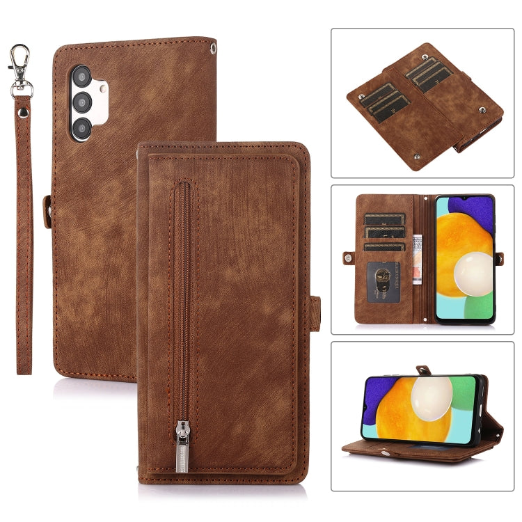 Zipper Card Slot Buckle Wallet Leather Phone Case