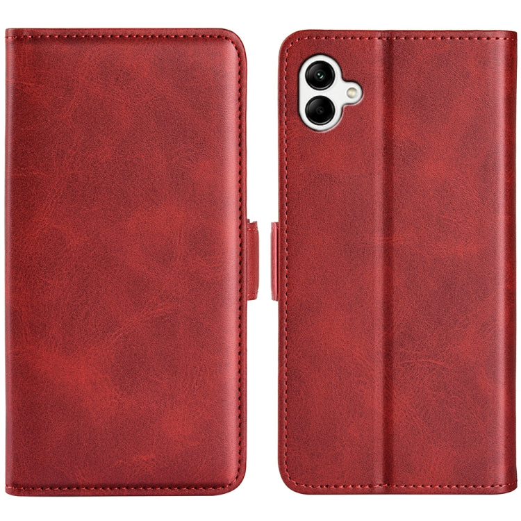 For Samsung Galaxy A04 Dual-side Magnetic Buckle Horizontal Flip Leather Phone Case