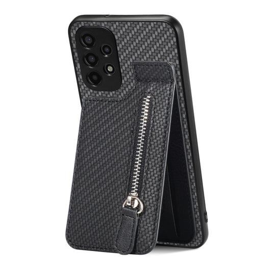 Carbon Fiber Vertical Flip Zipper Wallet Phone Case