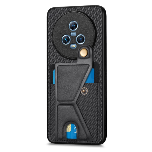 Carbon Fiber Wallet Flip Card K-shaped Holder Phone Case