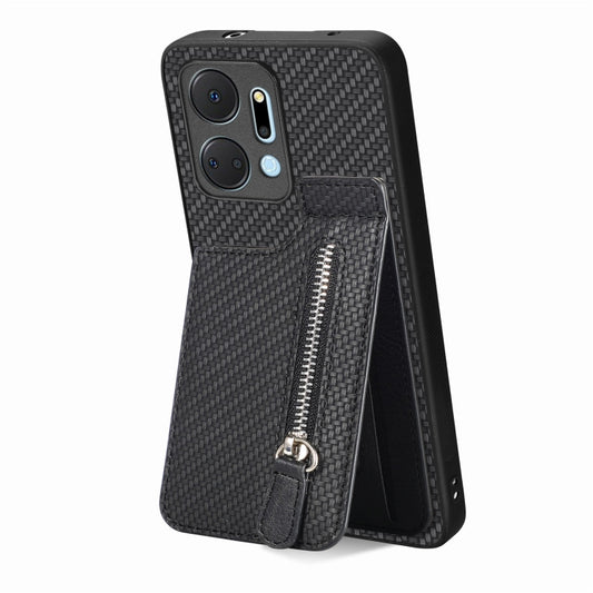 Carbon Fiber Vertical Flip Zipper Phone Case