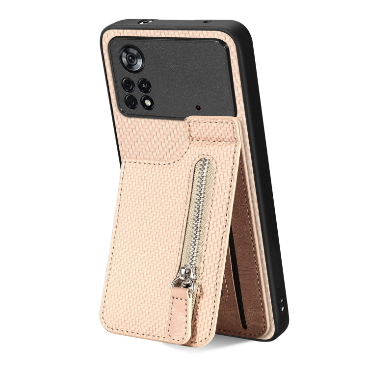 Carbon Fiber Vertical Flip Zipper Phone Case