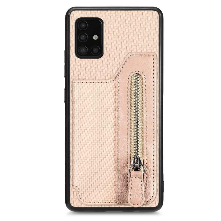 Carbon Fiber Horizontal Flip Zipper Wallet Phone Case