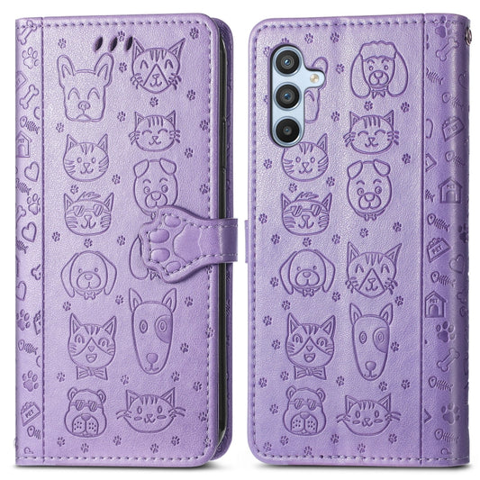 Cat and Dog Embossed Phone Leather Phone Case