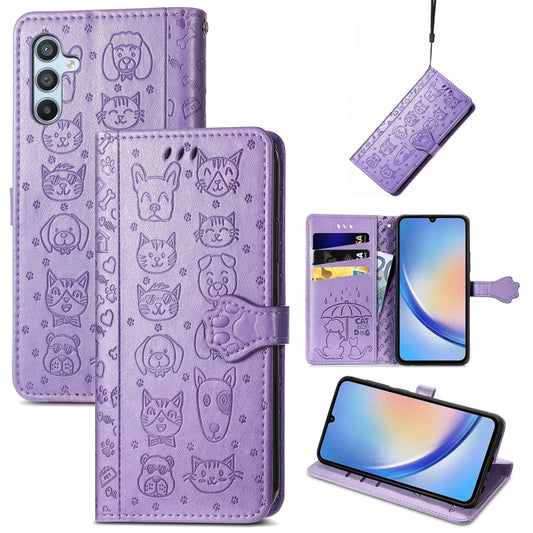 Cat and Dog Embossed Phone Leather Phone Case