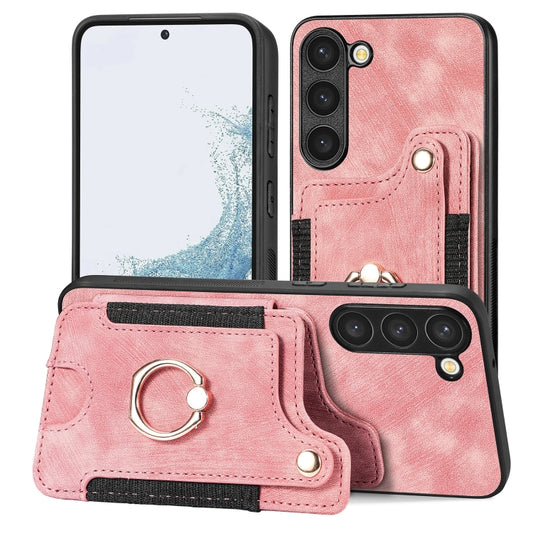 Retro Skin-feel Ring Multi-card Wallet Phone Case