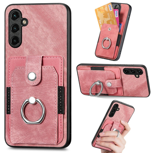 Retro Skin-feel Ring Card Wallet Phone Case