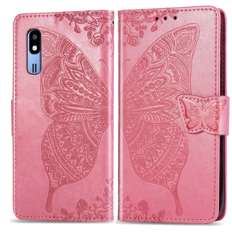 Butterfly Love Flowers Embossing Horizontal Flip Leather Case For Samsung A2 Core with Holder & Card Slots & Wallet & Lanyard