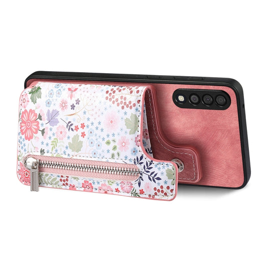 Retro Painted Zipper Wallet Back Phone Case