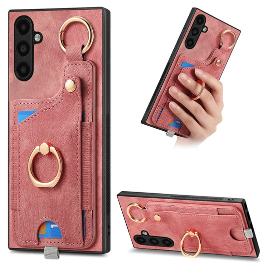 Retro Skin-feel Ring Card Bag Phone Case with Hang Loop