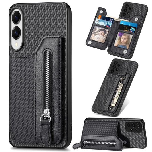 Carbon Fiber Horizontal Flip Zipper Wallet Phone Case, For Samsung Galaxy S25 Edge 5G, For Samsung Galaxy A56 5G, For Samsung Galaxy A36, For Samsung Galaxy S25 5G, For Samsung Galaxy S25+ 5G, For Samsung Galaxy S25 Ultra 5G