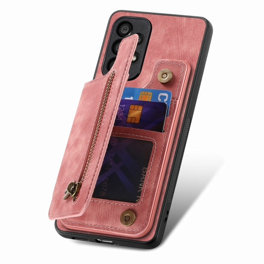 Retro Leather Zipper Wallet Back Phone Case