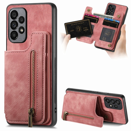Retro Leather Zipper Wallet Back Phone Case