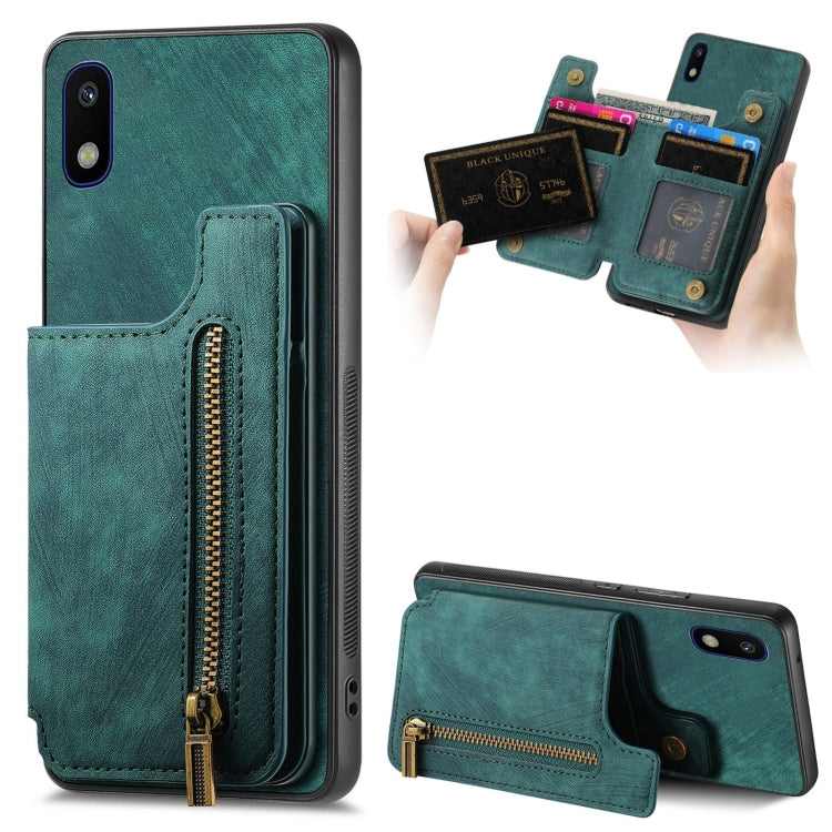 Retro Leather Zipper Wallet Back Phone Case